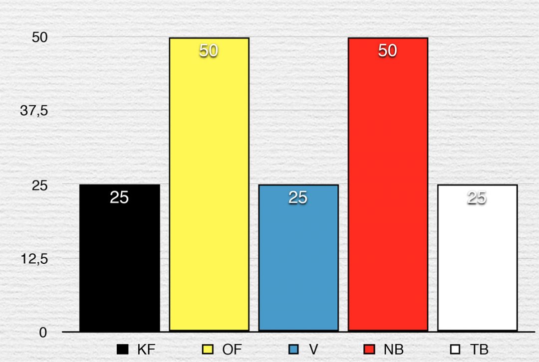 Atferdstester viser forskjellige atferdstrekk, her er det mye gult og rødt